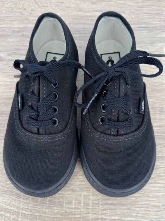 Vans Authentic Toddler Size 7.5 Shoes Black Canvas Low Top Sneakers Unisex Boys - Picture 10 of 10